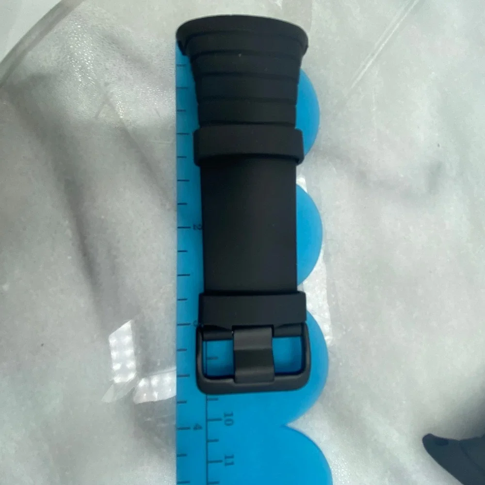Sunto Core Mens 28mm Watch Band Black Silicone Rubber Ribbed‎ Sport Strap Pins